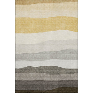 HomeRoots 10' X 14' Striped Washable Area Rug - Durable Pewter & Ivory Design with UV Protection for Homes 714895