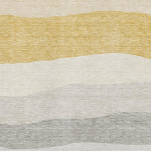 HomeRoots 10' X 14' Striped Washable Area Rug - Durable Pewter & Ivory Design with UV Protection for Homes 714895