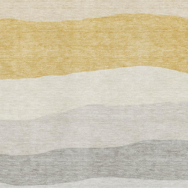 HomeRoots 10' X 14' Striped Washable Area Rug - Durable Pewter & Ivory Design with UV Protection for Homes 714895