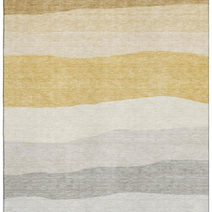 HomeRoots 10' X 14' Striped Washable Area Rug - Durable Pewter & Ivory Design with UV Protection for Homes 714895