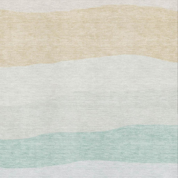 HomeRoots 5' X 8' Teal and Green Striped Area Rug - Durable, Washable, UV-Protected for High Traffic Spaces! 714897