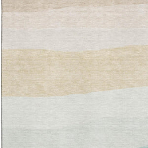 HomeRoots 8' Vibrant Teal and Green Striped Round Rug – Washable, UV Protected, Stain Resistant for Homes 714898