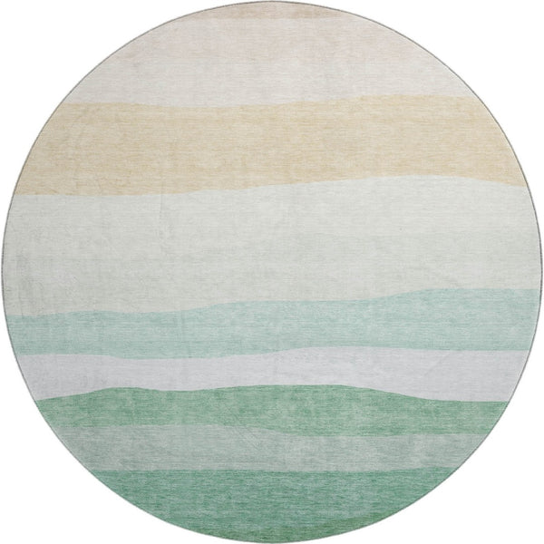 HomeRoots 8' X 10' Striped Teal and Green Washable Area Rug - Durable, Pet-Friendly, UV Protected Design 714899