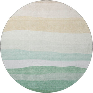 HomeRoots 8' X 10' Striped Teal and Green Washable Area Rug - Durable, Pet-Friendly, UV Protected Design 714899