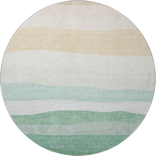 HomeRoots 8' X 10' Striped Teal and Green Washable Area Rug - Durable, Pet-Friendly, UV Protected Design 714899