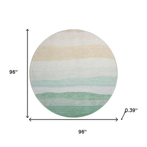 HomeRoots 8' X 10' Striped Teal and Green Washable Area Rug - Durable, Pet-Friendly, UV Protected Design 714899