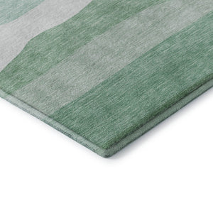 HomeRoots 9' X 12' Teal And Green Striped Washable Area Rug – UV Protected, Stain Resistant, Ideal for Homes 714900