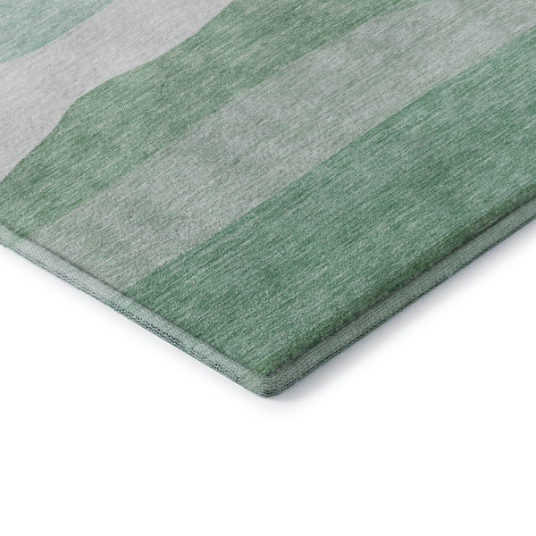 HomeRoots 9' X 12' Teal And Green Striped Washable Area Rug – UV Protected, Stain Resistant, Ideal for Homes 714900