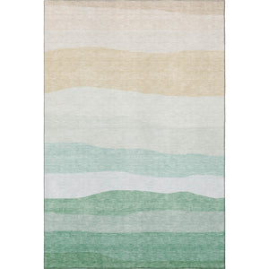 HomeRoots 9' X 12' Teal And Green Striped Washable Area Rug – UV Protected, Stain Resistant, Ideal for Homes 714900