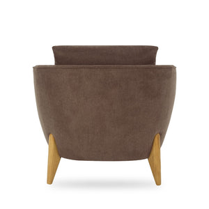 English Elm Accent Armchair Upholstered Low Profile Reading Chair with Lumbar Pillow Modern Living Room Seat Brown W2308P462647