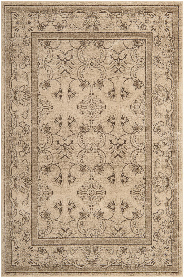 Unique Loom La Jolla Botanica Machine Made Floral Rug Ivory, Beige/Ivory/Light Brown 6' 1" x 9' 0"