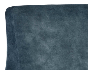 Sunpan Aletta Lounge Chair - Glamorous Nono Petrol Fabric Armchair With Sleek Black Iron Legs For Style Blue Fabric 111899