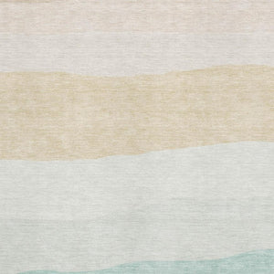 HomeRoots 10' X 14' Striped Teal and Green Washable Area Rug with UV Protection for Kids and Pets' Safety 714901