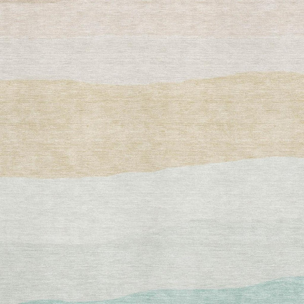 HomeRoots 10' X 14' Striped Teal and Green Washable Area Rug with UV Protection for Kids and Pets' Safety 714901
