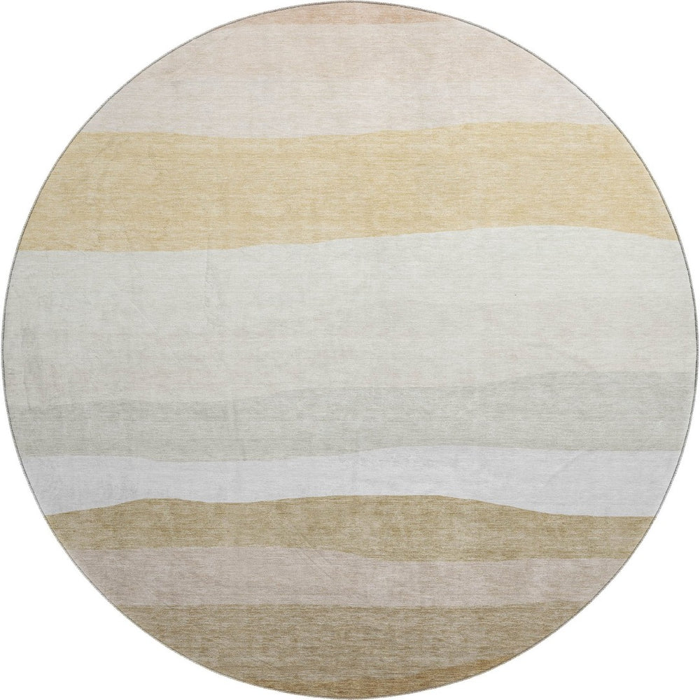 HomeRoots 8' X 10' Wheat And Ivory Striped Washable Area Rug - Durable, UV Protected & Perfect for Busy Homes! 714905