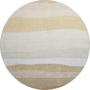 HomeRoots 8' X 10' Wheat And Ivory Striped Washable Area Rug - Durable, UV Protected & Perfect for Busy Homes! 714905