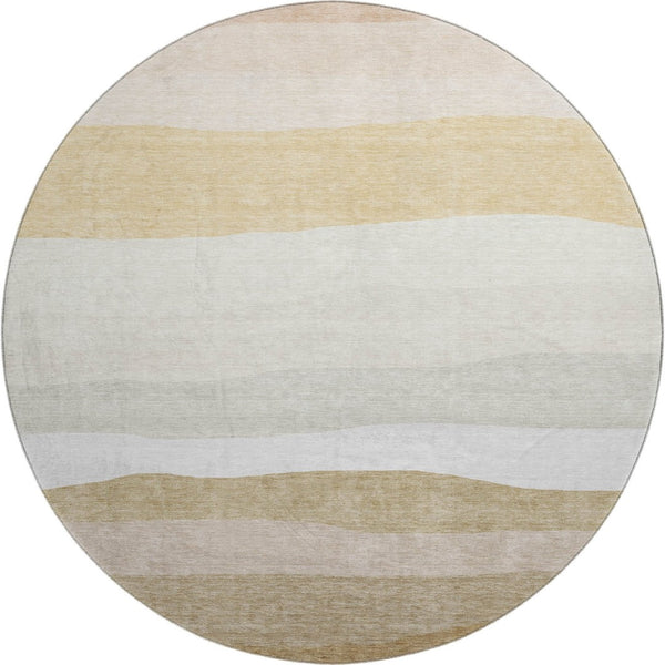 HomeRoots 8' X 10' Wheat And Ivory Striped Washable Area Rug - Durable, UV Protected & Perfect for Busy Homes! 714905