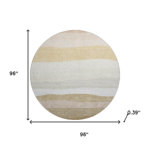 HomeRoots 8' X 10' Wheat And Ivory Striped Washable Area Rug - Durable, UV Protected & Perfect for Busy Homes! 714905