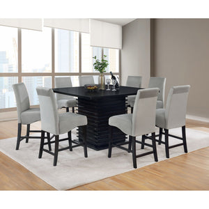 English Elm Giannis Bold Contemporary Counter-Height Dining Table with Geometric Wave Pedestal in Sleek Black B062P340717