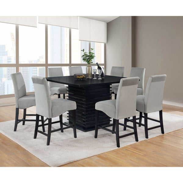 English Elm Giannis Bold Contemporary Counter-Height Dining Table with Geometric Wave Pedestal in Sleek Black B062P340717