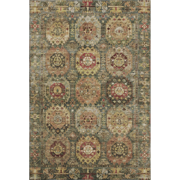 HomeRoots 5' X 8' Sage Medallion Area Rug - Washable, UV Protected, Elegant Design for Active Households 714909