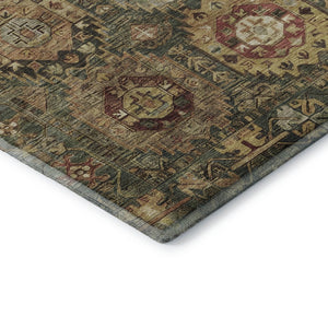 HomeRoots 5' X 8' Sage Medallion Area Rug - Washable, UV Protected, Elegant Design for Active Households 714909