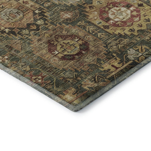 HomeRoots 5' X 8' Sage Medallion Area Rug - Washable, UV Protected, Elegant Design for Active Households 714909