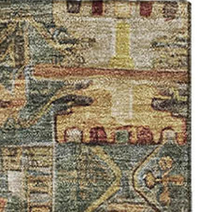 HomeRoots 5' X 8' Sage Medallion Area Rug - Washable, UV Protected, Elegant Design for Active Households 714909
