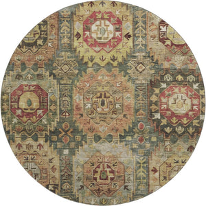 HomeRoots 8' X 10' Sage and Copper Medallion Area Rug - Washable, UV Protected, Ideal for Homes with Pets! 714911