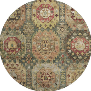 HomeRoots 8' X 10' Sage and Copper Medallion Area Rug - Washable, UV Protected, Ideal for Homes with Pets! 714911