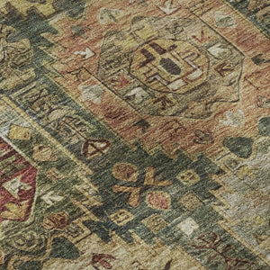 HomeRoots 8' X 10' Sage and Copper Medallion Area Rug - Washable, UV Protected, Ideal for Homes with Pets! 714911