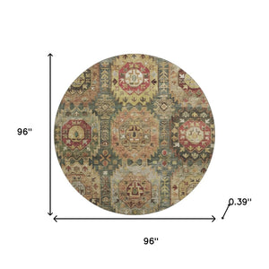 HomeRoots 8' X 10' Sage and Copper Medallion Area Rug - Washable, UV Protected, Ideal for Homes with Pets! 714911
