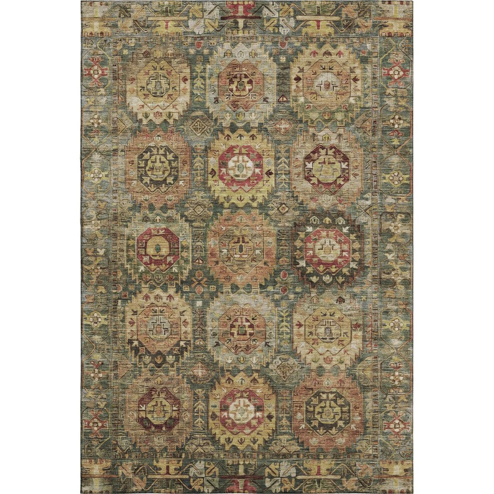 HomeRoots 9' X 12' Sage And Copper Medallion Area Rug - Washable, Stain-Resistant, UV Protected & Stylish! 714912