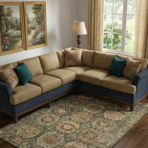 HomeRoots 9' X 12' Sage And Copper Medallion Area Rug - Washable, Stain-Resistant, UV Protected & Stylish! 714912
