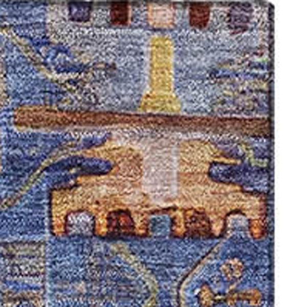 HomeRoots 5' X 8' Denim Blue & Merlot Medallion Area Rug - Washable, Stain Resistant with UV Protection! 714921