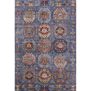 HomeRoots 9' X 12' Denim Blue & Merlot Medallion Area Rug - Washable, Stain-Resistant, UV Protected, Durable! 714924