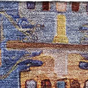 HomeRoots 9' X 12' Denim Blue & Merlot Medallion Area Rug - Washable, Stain-Resistant, UV Protected, Durable! 714924