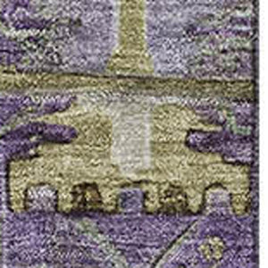 HomeRoots 5' X 8' Stylish Eggplant & Green Medallion Area Rug – Washable, UV Protected, Stain Resistant Design! 714927