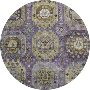 HomeRoots 8' X 10' Elegant Eggplant & Green Medallion Area Rug - Washable, UV Protected, Stain Resistant 714929