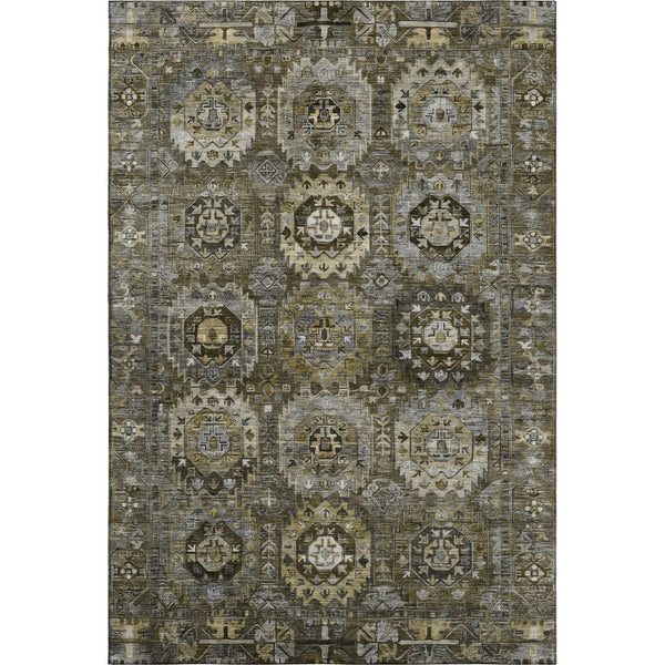 HomeRoots 5' X 8' Coffee Medallion Area Rug - Washable, UV-Protected, Durable & Stylish for High-Traffic Areas 714933