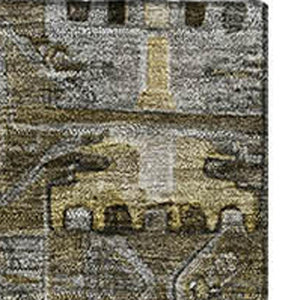 HomeRoots 5' X 8' Coffee Medallion Area Rug - Washable, UV-Protected, Durable & Stylish for High-Traffic Areas 714933