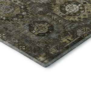 HomeRoots 5' X 8' Coffee Medallion Area Rug - Washable, UV-Protected, Durable & Stylish for High-Traffic Areas 714933