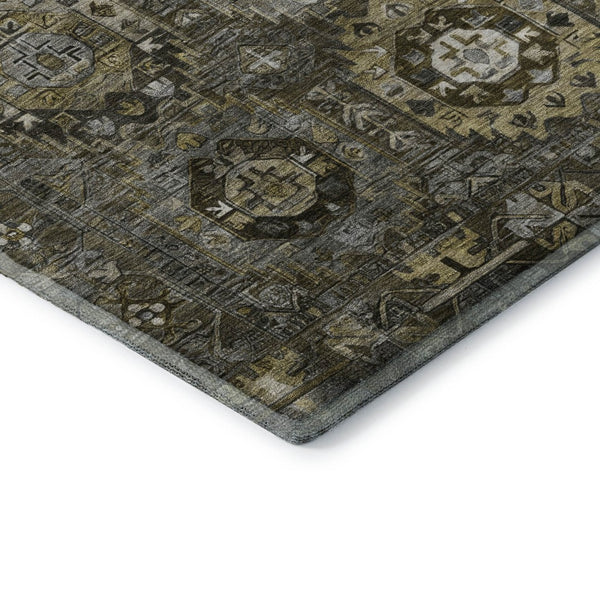 HomeRoots 5' X 8' Coffee Medallion Area Rug - Washable, UV-Protected, Durable & Stylish for High-Traffic Areas 714933