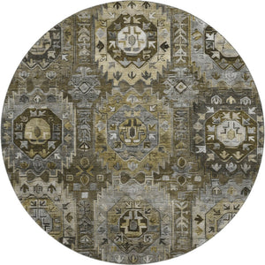 HomeRoots 8' X 10' Coffee & Charcoal Medallion Rug – Machine Washable, UV Protected, Stain Resistant & Stylish 714935