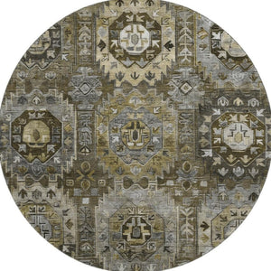HomeRoots 8' X 10' Coffee & Charcoal Medallion Rug – Machine Washable, UV Protected, Stain Resistant & Stylish 714935