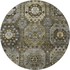 HomeRoots 8' X 10' Coffee & Charcoal Medallion Rug – Machine Washable, UV Protected, Stain Resistant & Stylish 714935