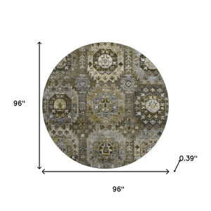 HomeRoots 8' X 10' Coffee & Charcoal Medallion Rug – Machine Washable, UV Protected, Stain Resistant & Stylish 714935