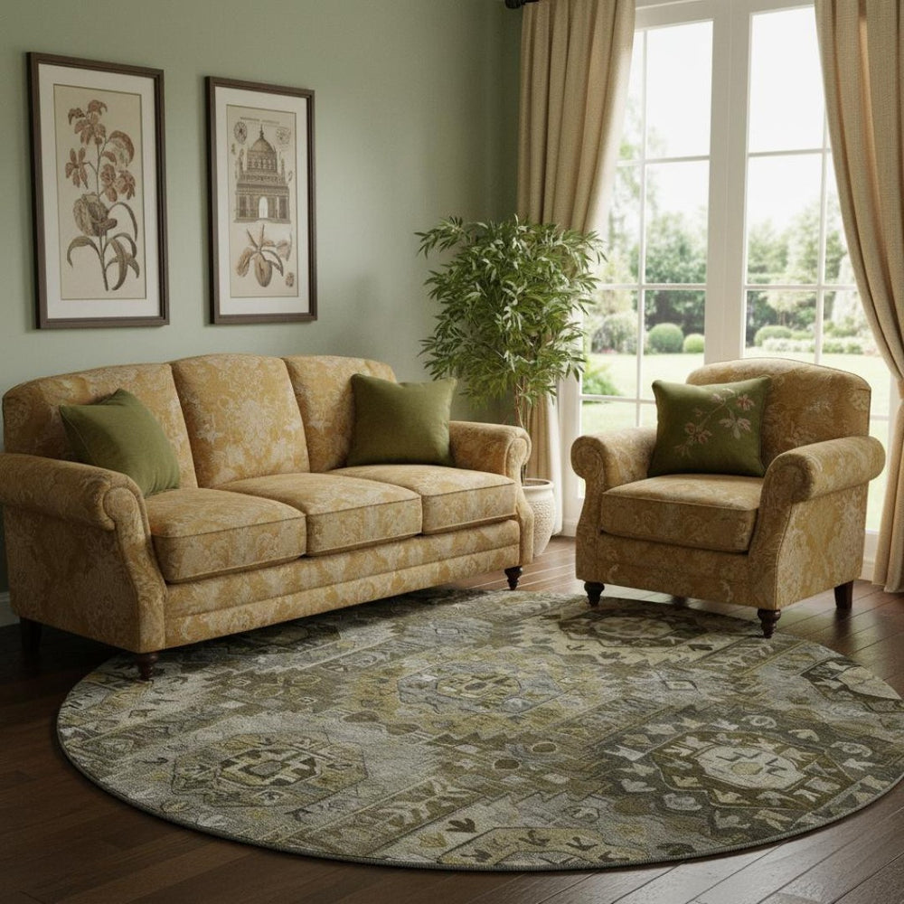 HomeRoots 8' X 10' Coffee & Charcoal Medallion Rug – Machine Washable, UV Protected, Stain Resistant & Stylish 714935