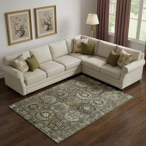 HomeRoots 10' X 14' Timeless Coffee & Charcoal Medallion Area Rug - Washable, UV Protected, Stain Resistant! 714937