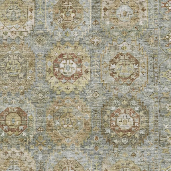 HomeRoots 5' X 8' Sage Beige Medallion Washable Area Rug - Stain Resistant, UV Protected, Pet-Friendly Design 714939